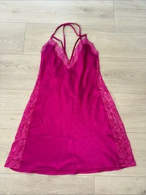 Victoria's Secret Fuchsia Lace-Trim Slip